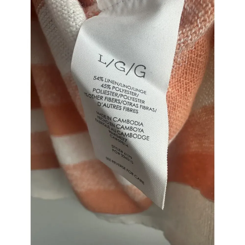 Cabi Swish Linen Blend Pullover Light Sweater Orange Striped Large Boxy Beachy - Picture 5 of 9